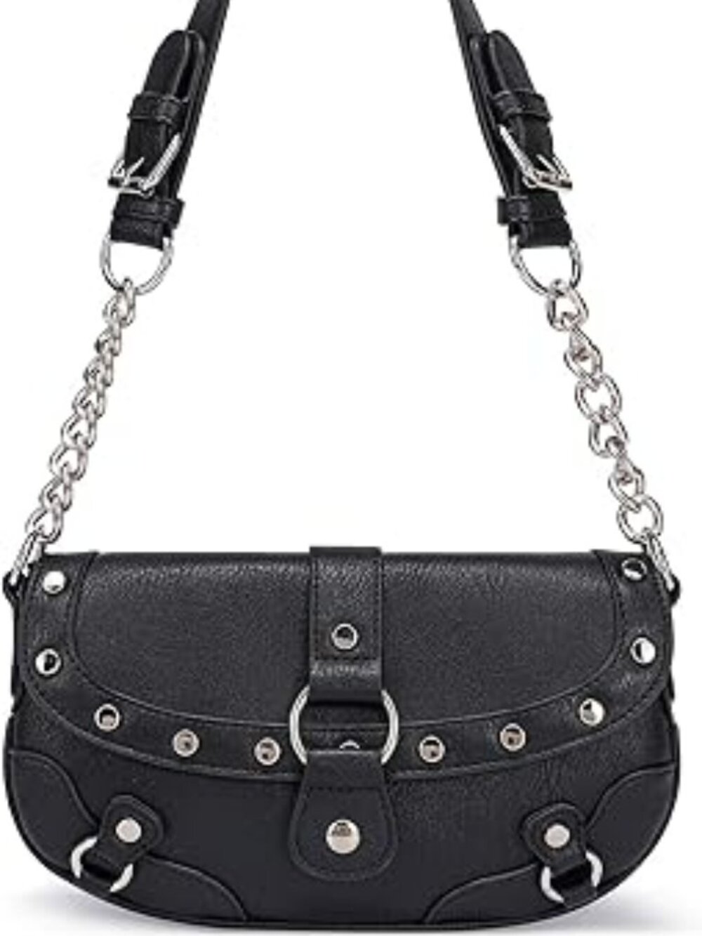 NEW Women's Goth Y2k Mini Purse Black Small Hobo Shoulder Bag with Rivets